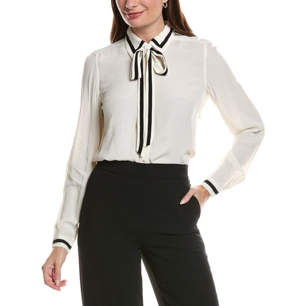 Brooks Brothers Womens  Bow Neck Blouse, White